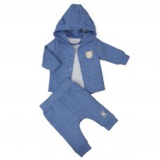 H13530: Baby Boys Bear Quilted 3 Piece Outfit (0-9 Months)